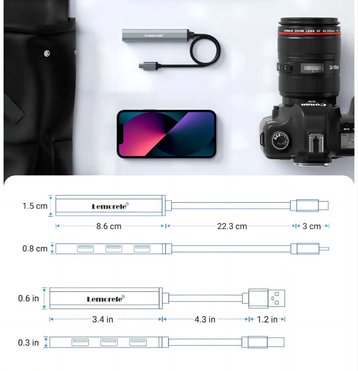 Concentrador USB 3.0 de 4 puertos con conexión USB-C o USB-A - Imagen 7