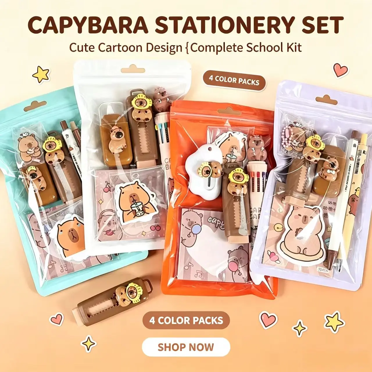 Set de papelería Capibara de 7 piezas para colegio, estudio y regalo - Imagen 7