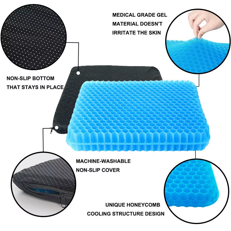 Cojín de Gel Transpirable Panal de Abeja Alivio de Presión Dolor de Espalda y Coxis para Oficina, Silla de Ruedas y Coche - Imagen 7