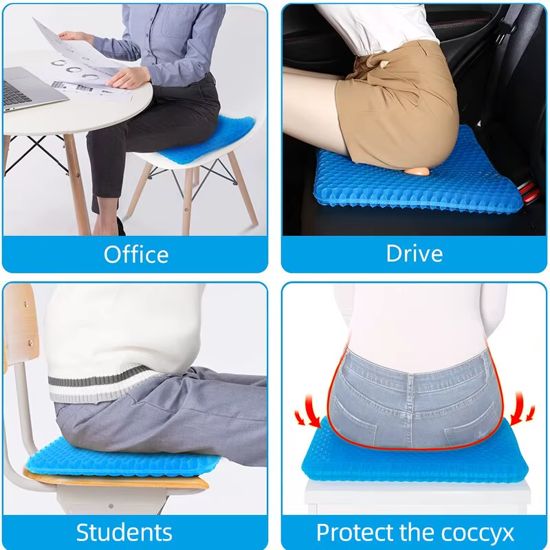 Cojín de Gel Transpirable Panal de Abeja Alivio de Presión Dolor de Espalda y Coxis para Oficina, Silla de Ruedas y Coche - Imagen 6