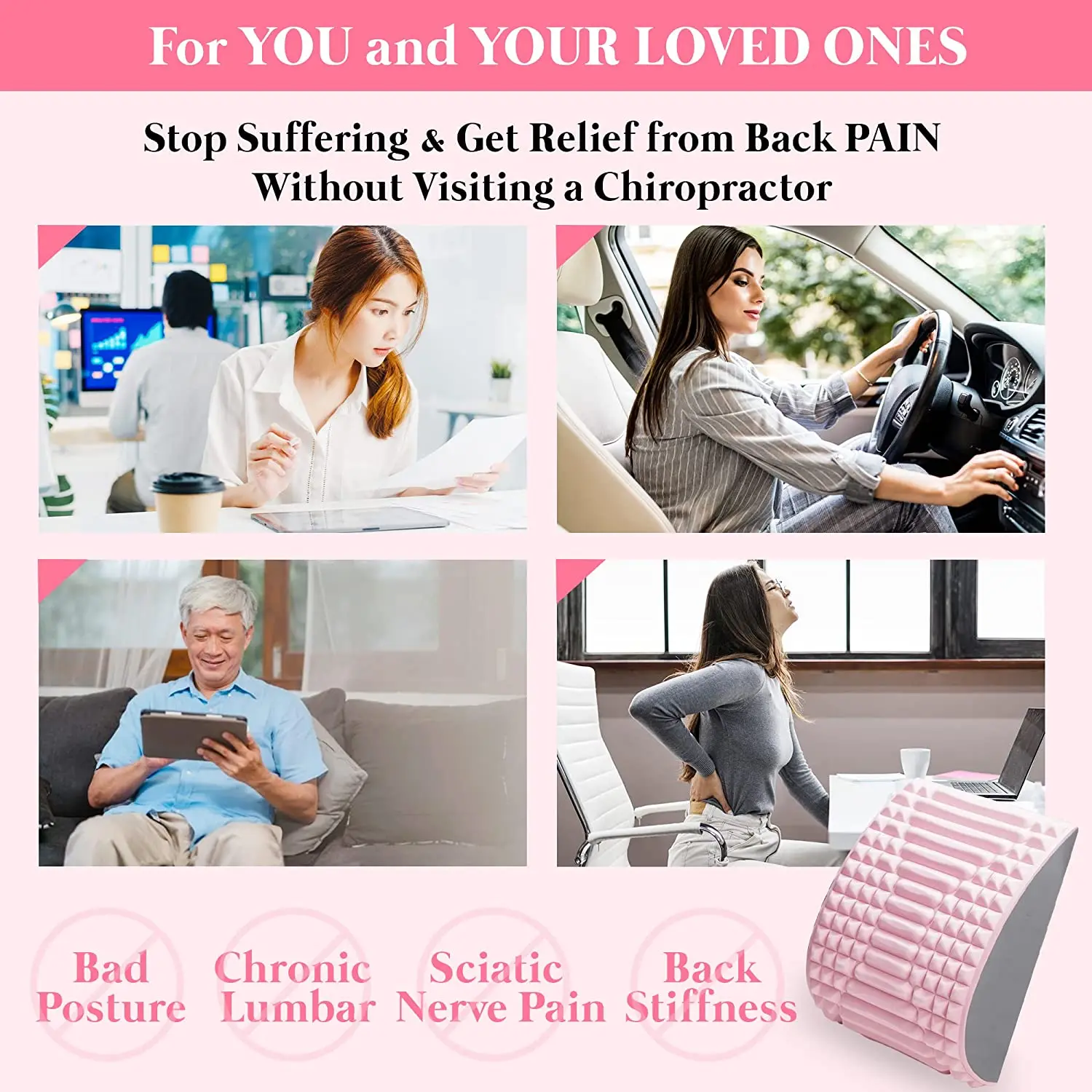 Almohada Estiradora Lumbar Alivio del Dolor de Espalda Baja Soporte para Hernia Discal y Postura - Imagen 7