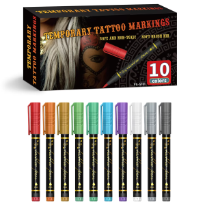 Rotuladores de Tatuaje Temporal para Piel 10 Colores Kit de Pintura Facial Calidad Cosmética Halloween