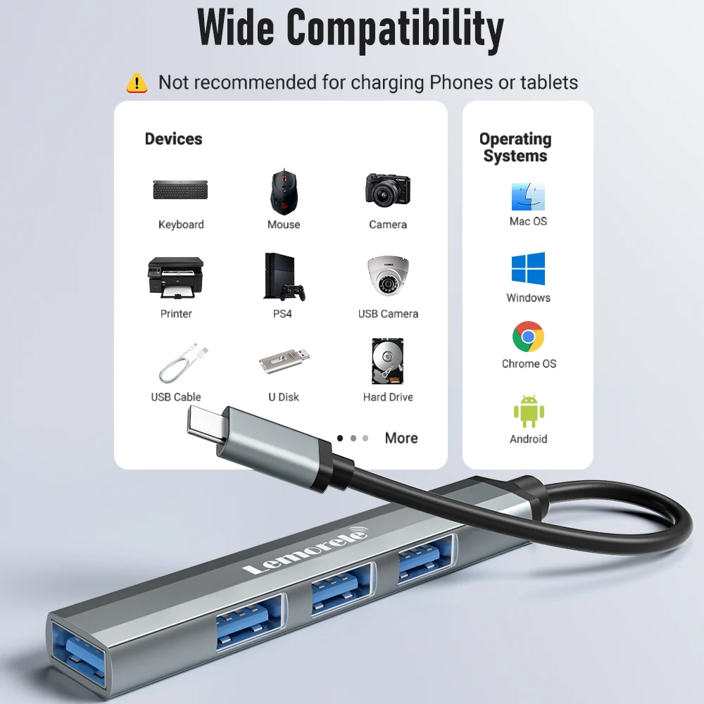 Concentrador USB 3.0 de 4 puertos con conexión USB-C o USB-A - Imagen 6