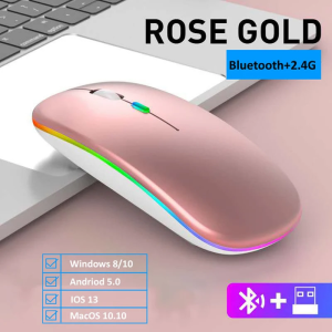 Ratón inalámbrico LED recargable con Bluetooth y conexión USB