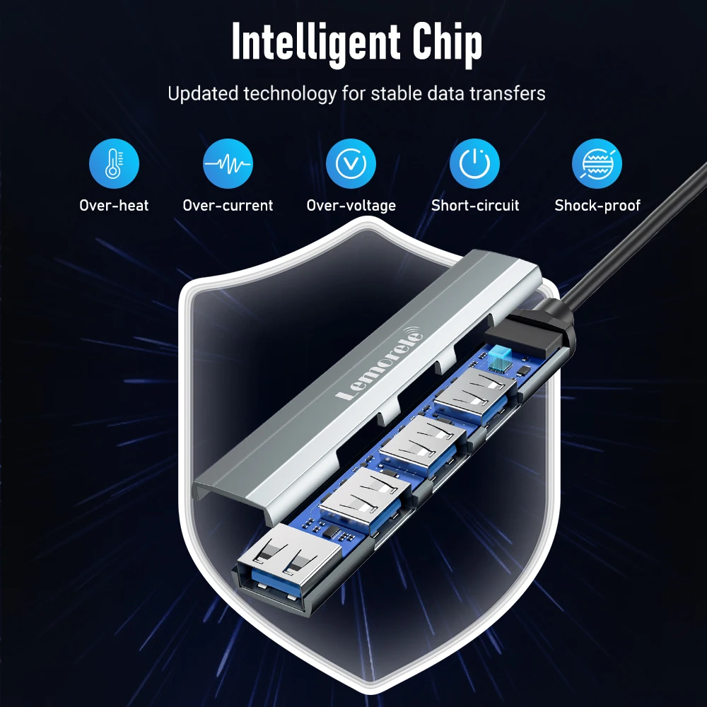 Concentrador USB 3.0 de 4 puertos con conexión USB-C o USB-A - Imagen 5