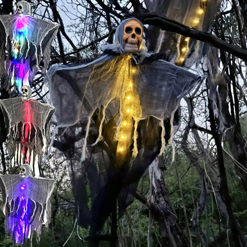 Fantasma colgante de Halloween con luz, 85 cm - Imagen 8