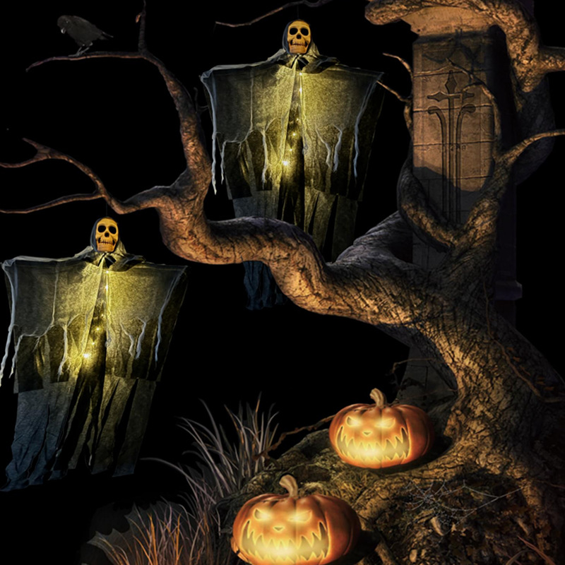Fantasma colgante de Halloween con luz, 85 cm - Imagen 7