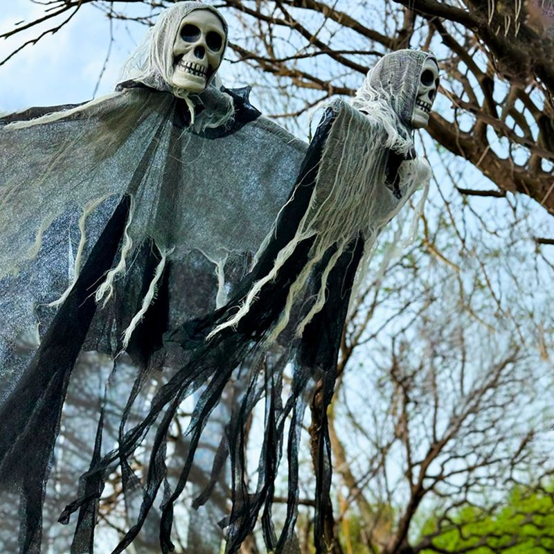 Fantasma colgante de Halloween con luz, 85 cm - Imagen 5