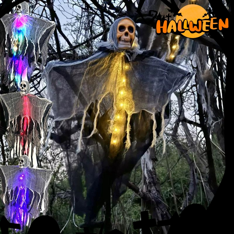Fantasma colgante de Halloween con luz, 85 cm - Imagen 2