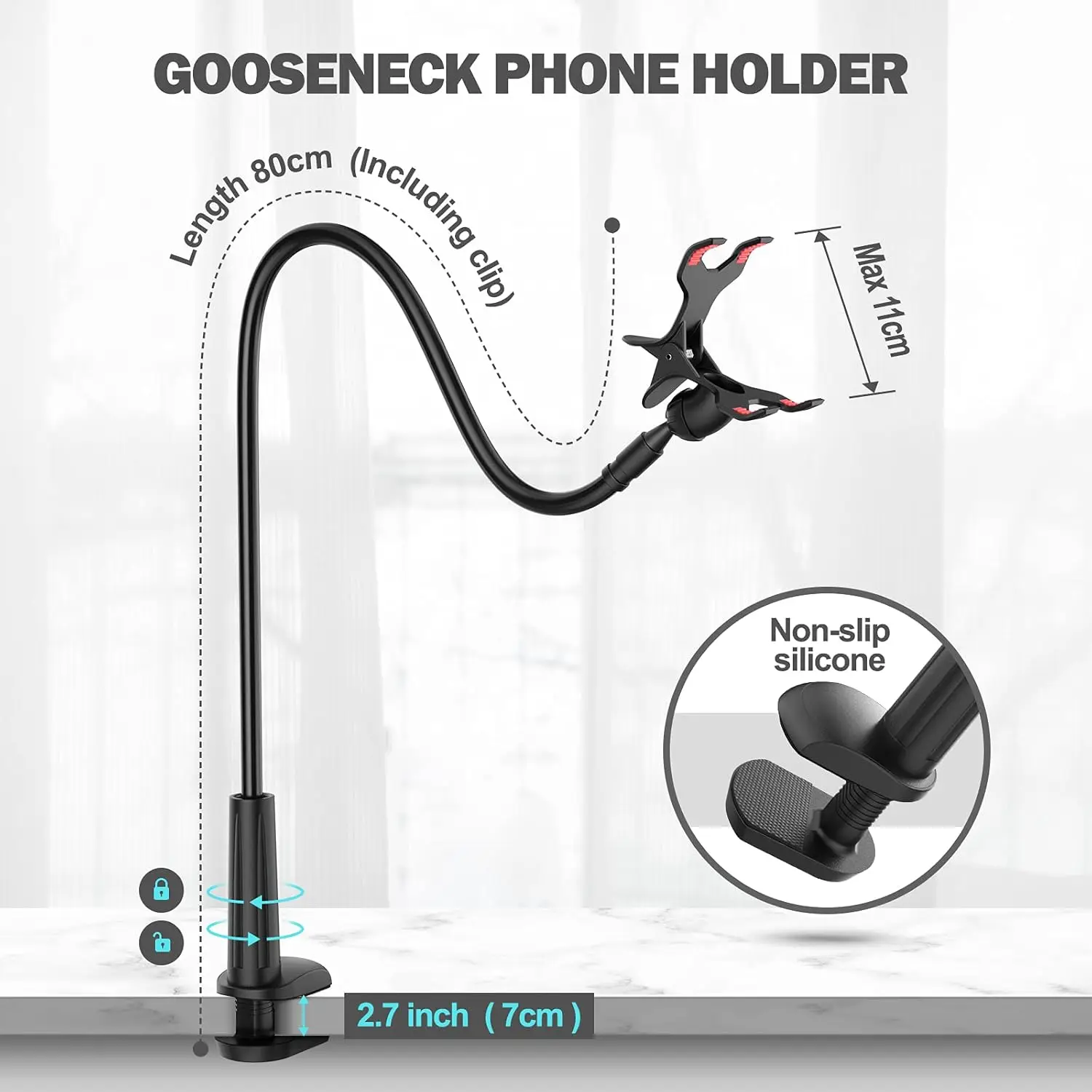 Soporte flexible de cuello de cisne para móvil con pinza - Imagen 6